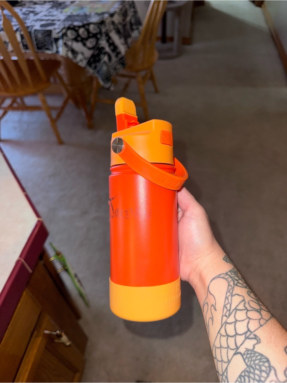 Double-Wall Insulated Orange Travel Bottle with Flip Spout